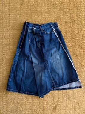 Junya Watanabe Blue Denim Asymmetrical Wrap Skirt